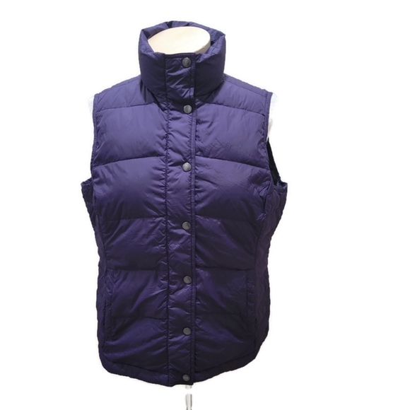 Lands End Purple Puffer Down Vest Feather Womens Size Medium 10/12 - Picture 1 of 10
